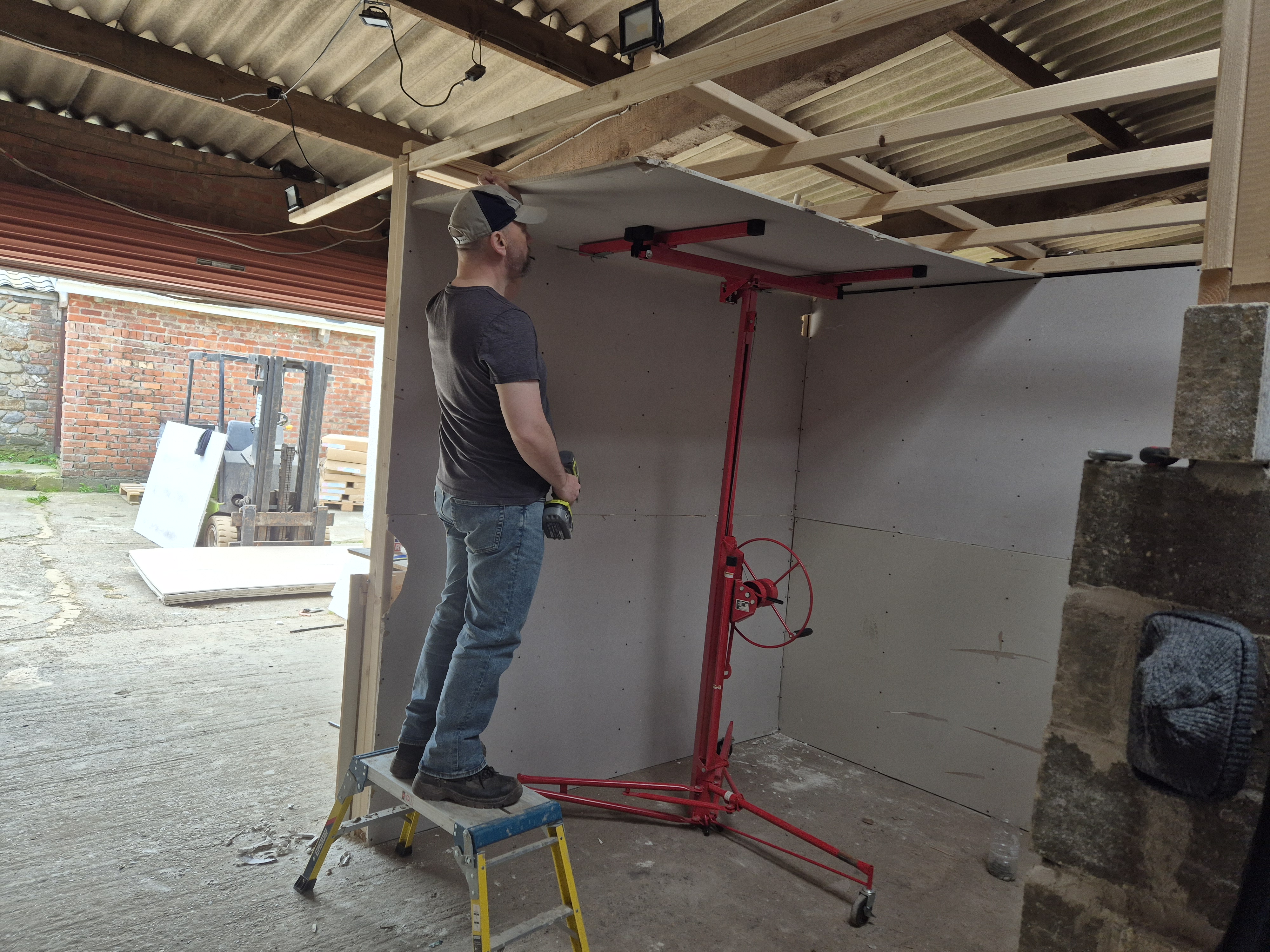 Hands-on Plastering course showing boarding work inside the workshop